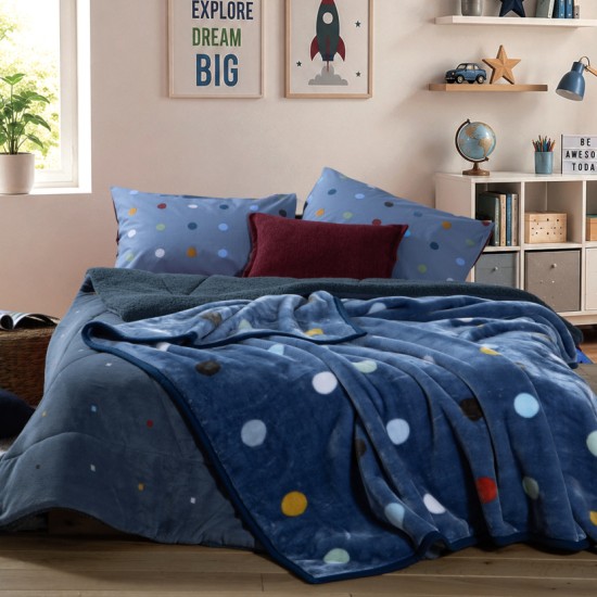 ΚΟΥΒΕΡΤΑ ΒΕΛΟΥΤΕ NEF-NEF DOTS BLUE (1.60X2.40)